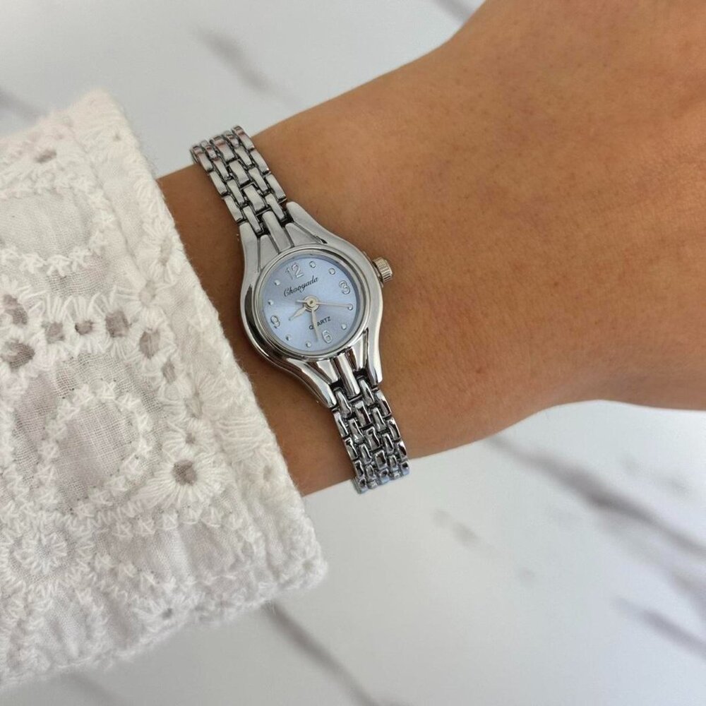 Sku:0209 cute vintage inspired mini silver/blue watch‎ bracelet + in a gift box